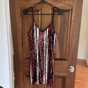 bar III Womens Sequined Stripe Cocktail Dress